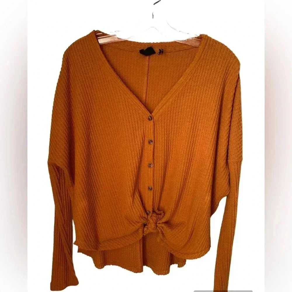 Out From Under Jojo Oversized Thermal Button-Front Top Size XS